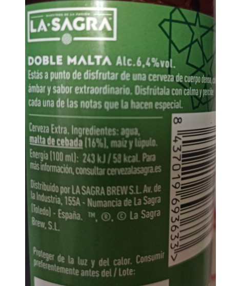 cerveza la sagra doble malta