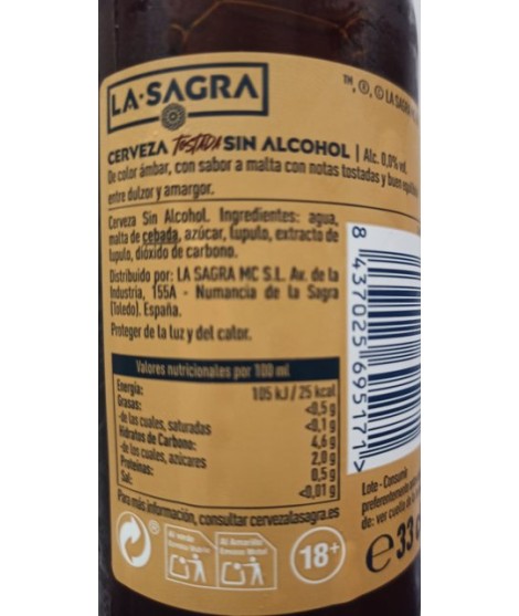 la sagra tostada  sin alcohol