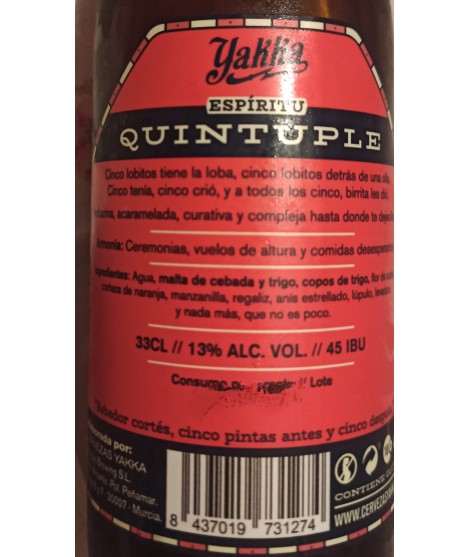yakka quintuple cerveza