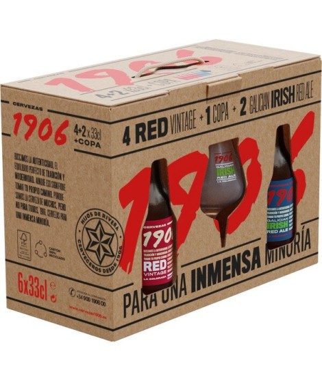 estuche regalo cervezas 1906 + copa