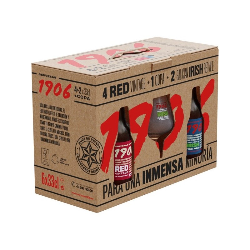 estuche regalo cervezas 1906 + copa