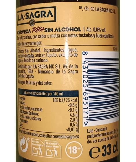 etiqueta la sagra tostada 0,0