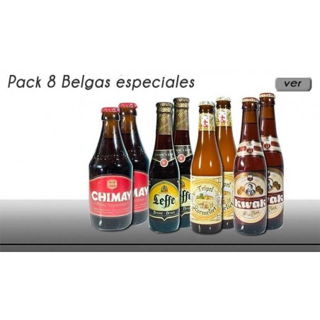 Pack 8 cervezas especiales belgas en botella de 33 cl.